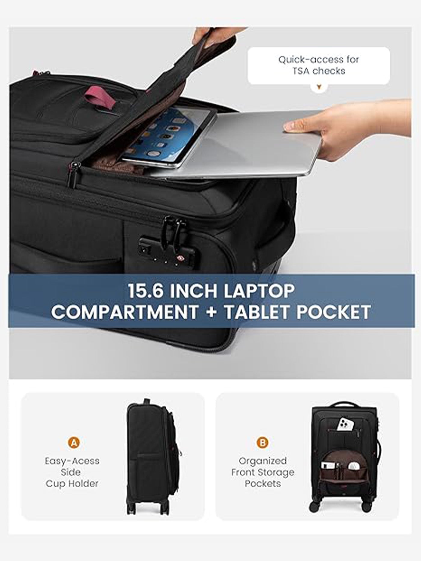 LOVEVOOK Carry On Luggage 22 Inch (Only available in the US) 4333